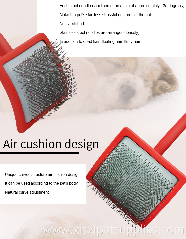 Factory Wholesale Red Wooden Pet Wire Grooming Brush Extra Long Pin Brush For Dogs And Cats